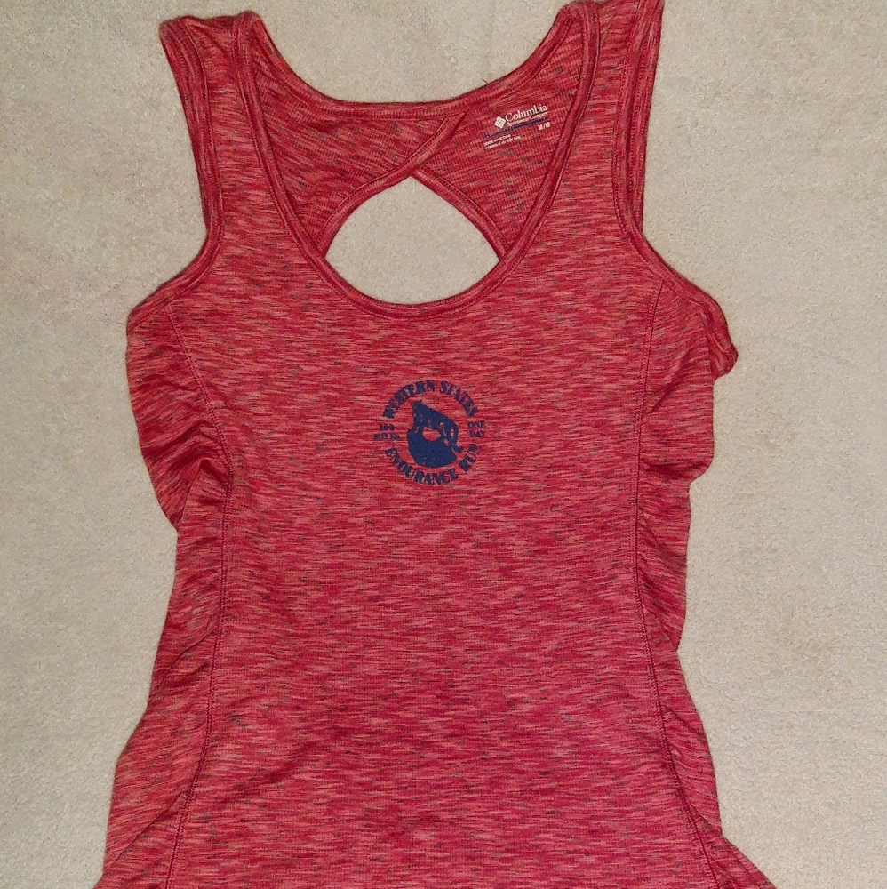 Womens Pink Columbia Running Tank Western States